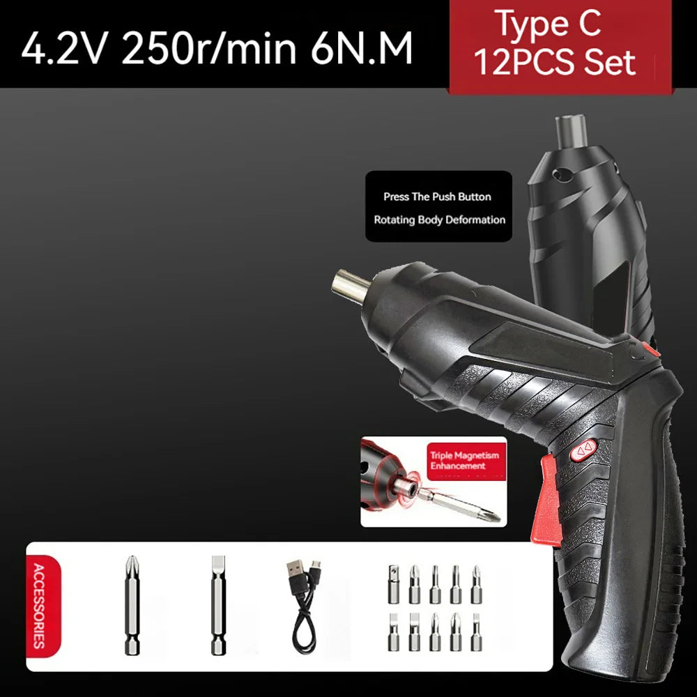 Small And Powerful Battery Screwdriver Rechargeable 4.2V 6Nm 1300mAh 250rpm Screwdrivers Electric Screw Driver Screwdriver Set