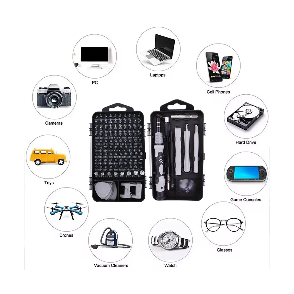 115 in1 Precision Screwdriver Kit, Includes Magnetic Tips, Ideal for Electronics and Laptop Repairs, Professional Nut Driver New