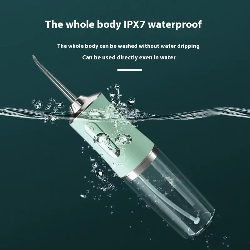 Oral Irrigator Portable Water Flosser USB Rechargeable Water Jet Floss Tooth Pick 4 Jet Tip 220ml 3 Modes