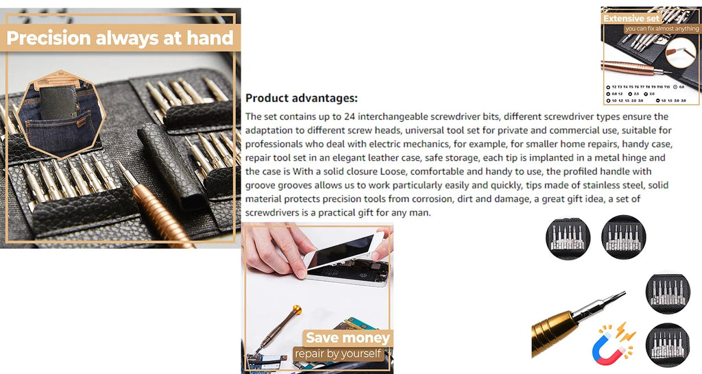 Precision Screwdriver Set 25 in 1 Phillips Torx Screw Driver Bits Professional Repair Hand Tools for iPhone PC Camera Watch