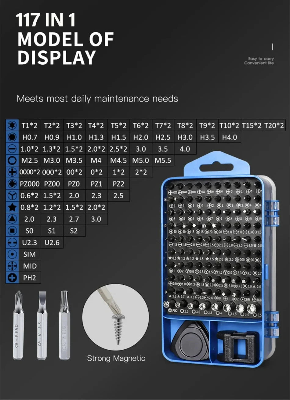 115 in 1 Professional Precision Screwdriver Set Magnetic Torx Hex Bits Repair Tool Kit for iPhone Xiaomi Mac PC Eyeglasses Watch