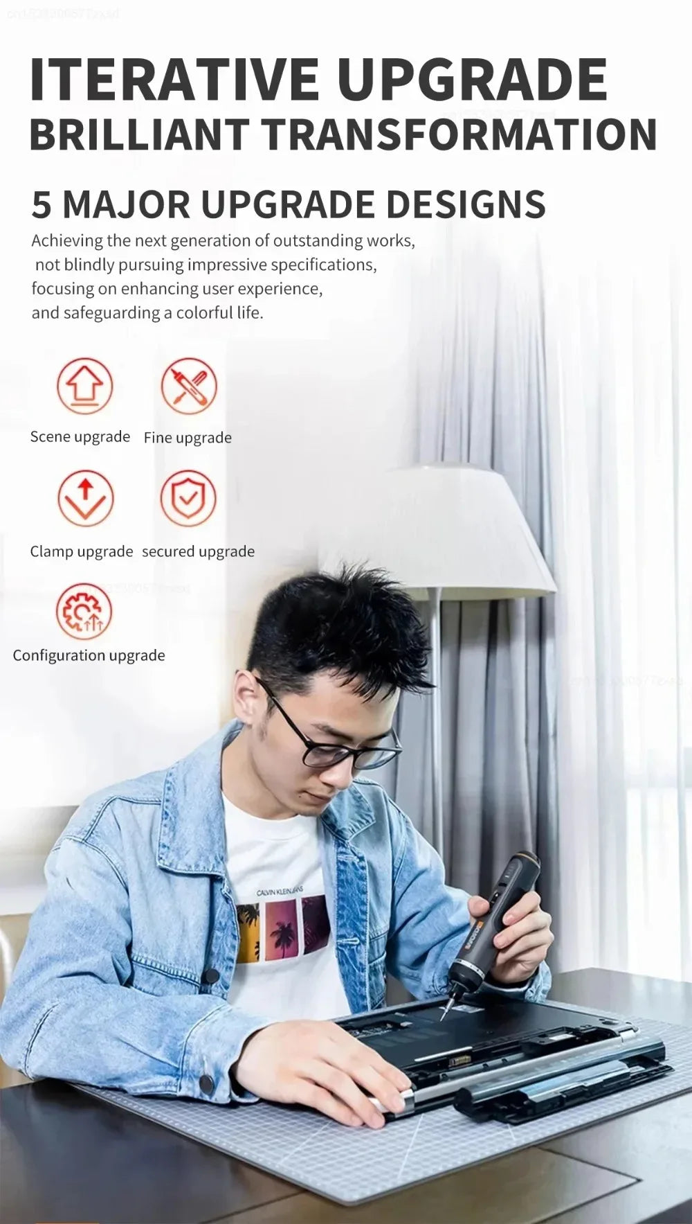 Worx 30 Bit Sets Power Tools WX242 Electrical Screwdriver Set Smart Cordless Drill Screwdrivers USB Rechargeable Set Home Repair