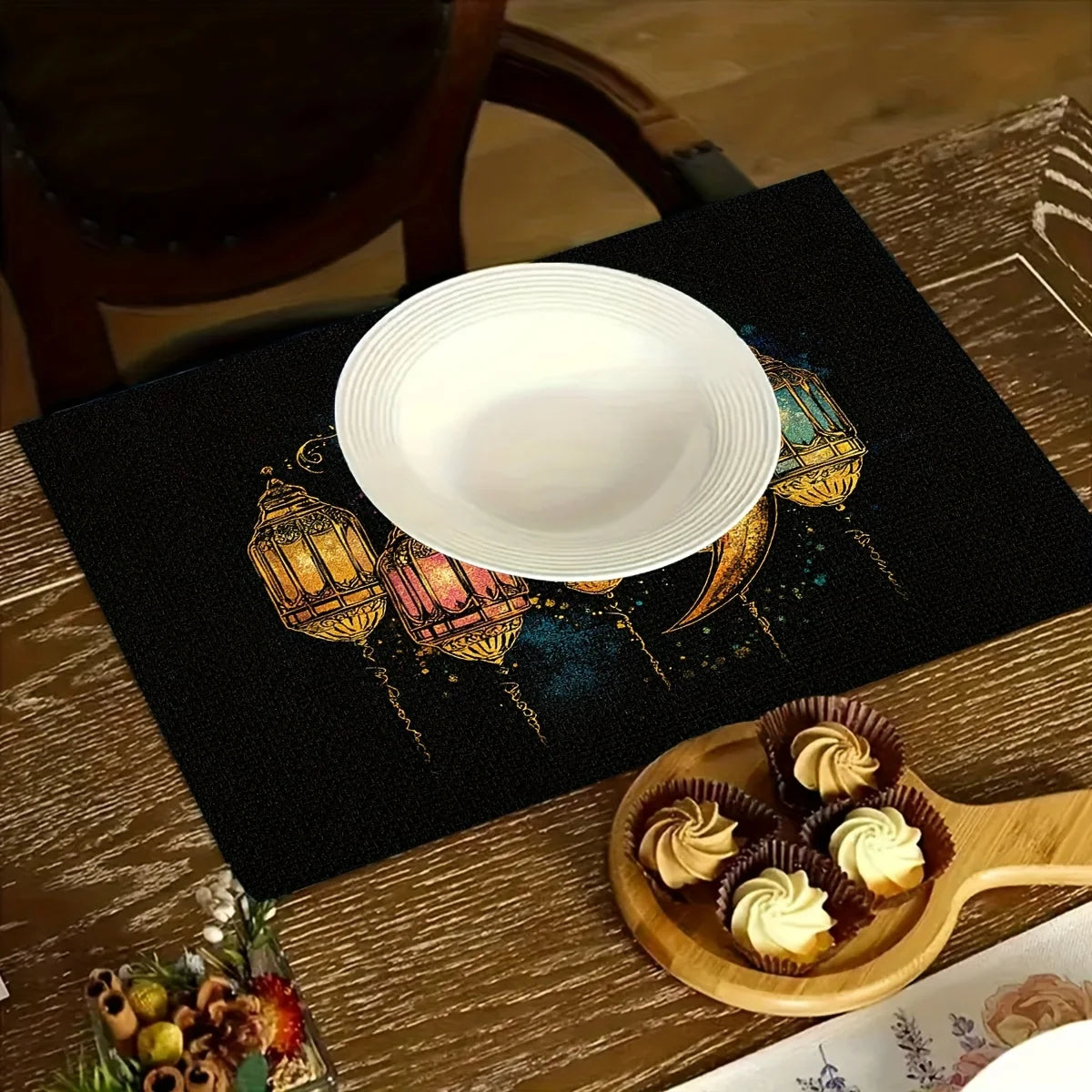 1pc Ramadan & Eid Placemats Suitable for Ramadan Mubarak - Islamic Table Mats with Arabic Calligraphy & Ramadan Kareem