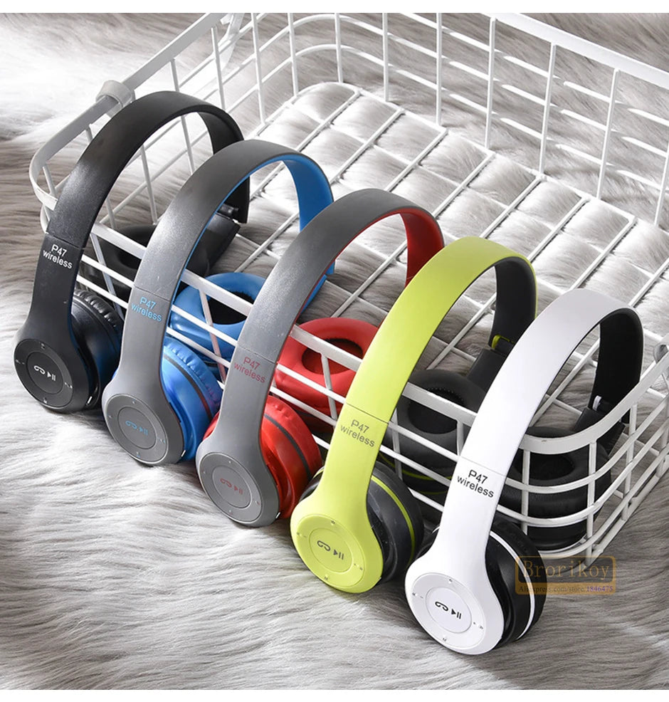 P47 Wireless Headphones Bluetooth 5.0 Earphones Foldable HIFI Stereo Bass for Music Gaming Kid Girl Earphone for iPhone XiaoMi