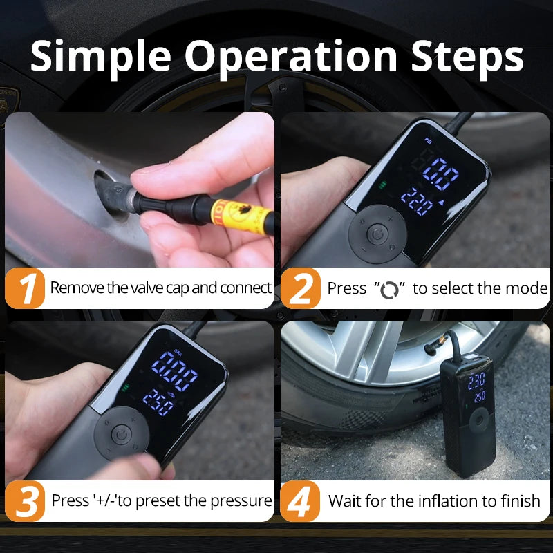 CARSUN Rechargeable Air Pump Tire Inflator Portable Compressor Digital Cordless Car Tyre Inflator For Motocycle Bicycle Balls