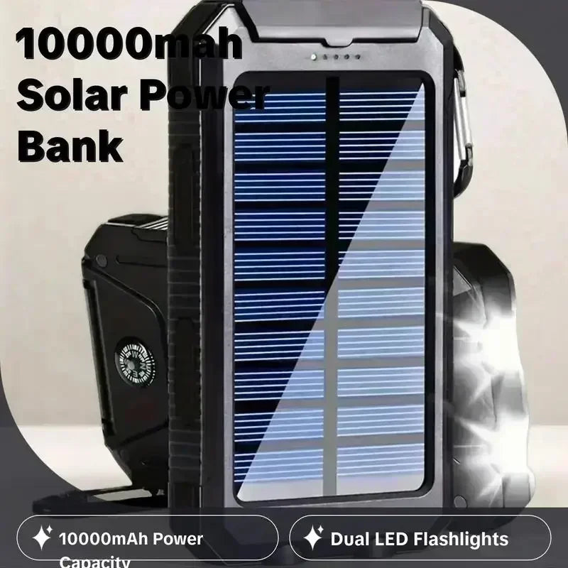 IP67 Waterproof 10000mAh Solar Power Bank | Fast Charge & Emergency Flashlight
