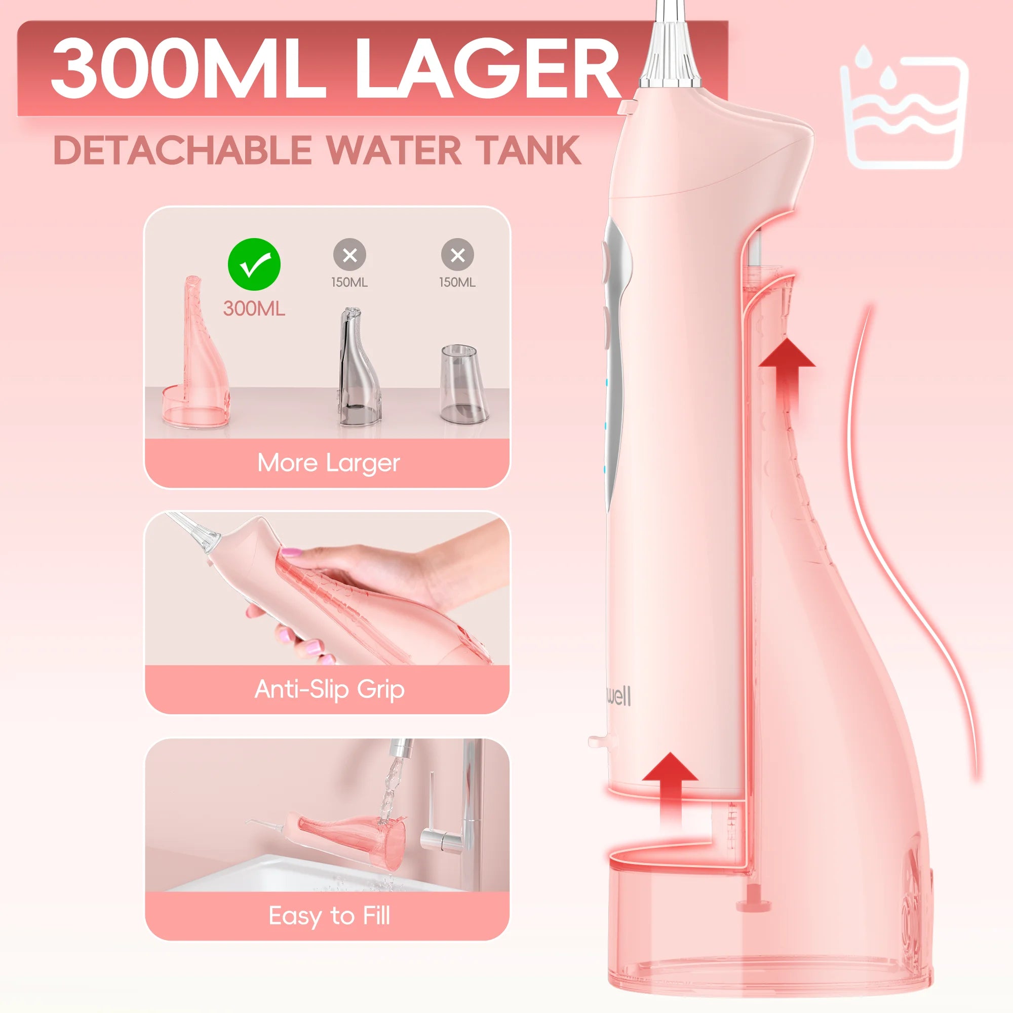 Mornwell Newest D52 Water Flosse Jet Rechargeable Oral Flosser Portable 300ML 4 Nozzles Waterproof Oral Irrigator Teeth Cleaner