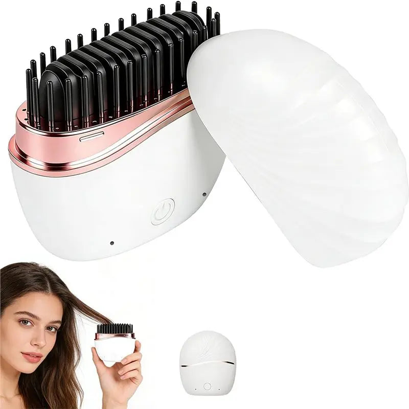 【ESSENTIALS 】Rechargeable Cordless Mini Straightener Comb, Portable Hair Styler With 3 Temperature Settings For Quick Touch-Ups