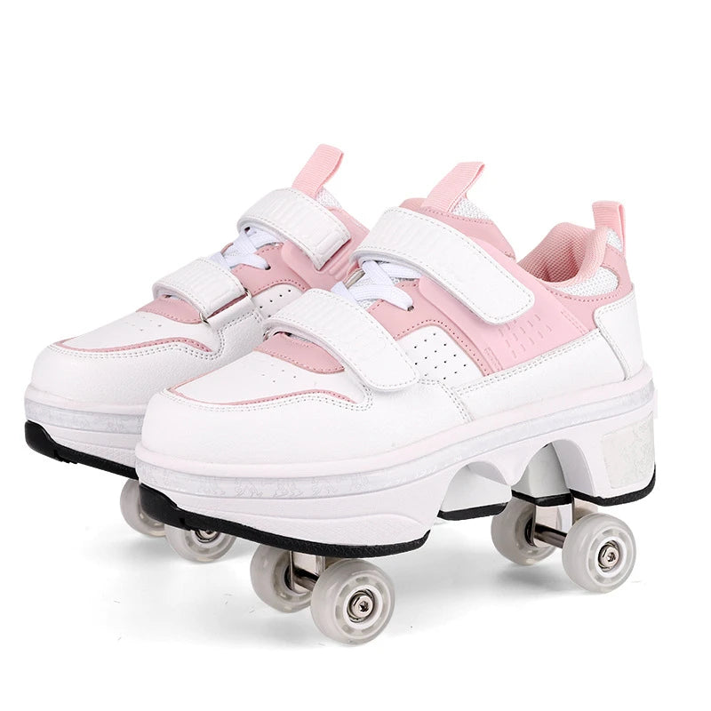 Deformation Parkour Shoes, Roller Skating Shoes, Kids Adults Unisex Roller Skates, Street Urban Fitness FSK Quad Skating Shoes
