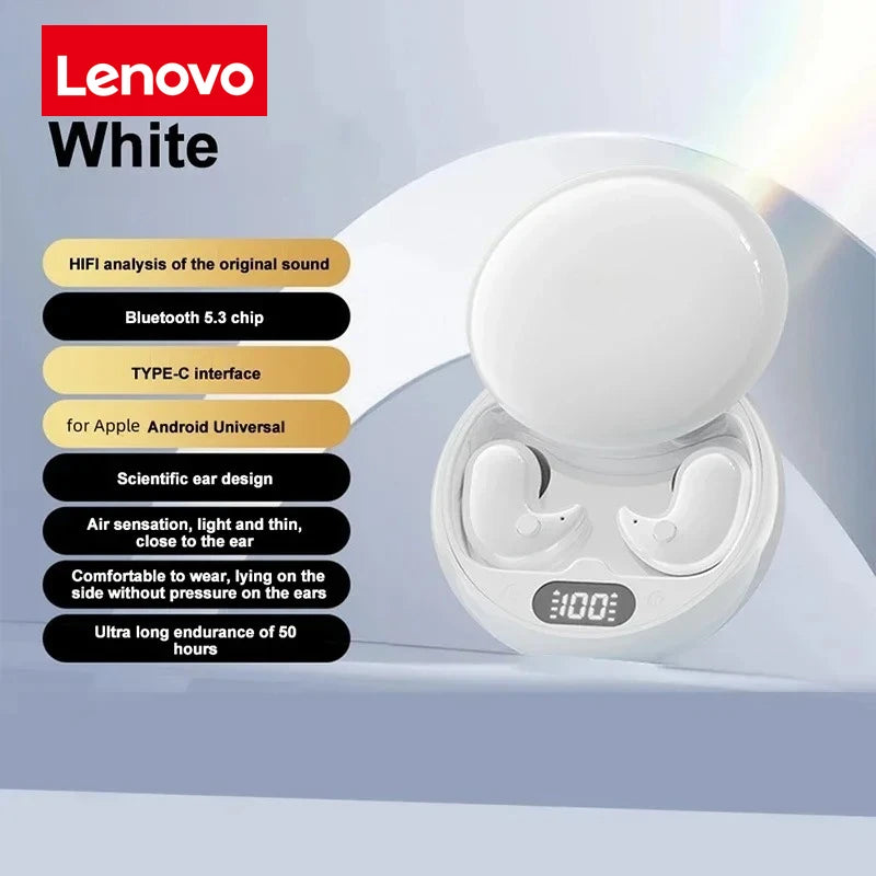Lenovo Bluetooth Sleep Headphones Wireless Headset Version 5.3 Touch Control In-ear design compatible with most devices