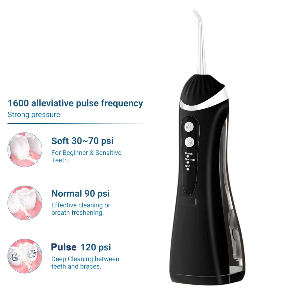 Dental Oral Irrigator Water Flosser Thread Teeth Pick Mouth Washing Machine 4 Nozzels 3 Modes USB Rechargeable 300ml Tank